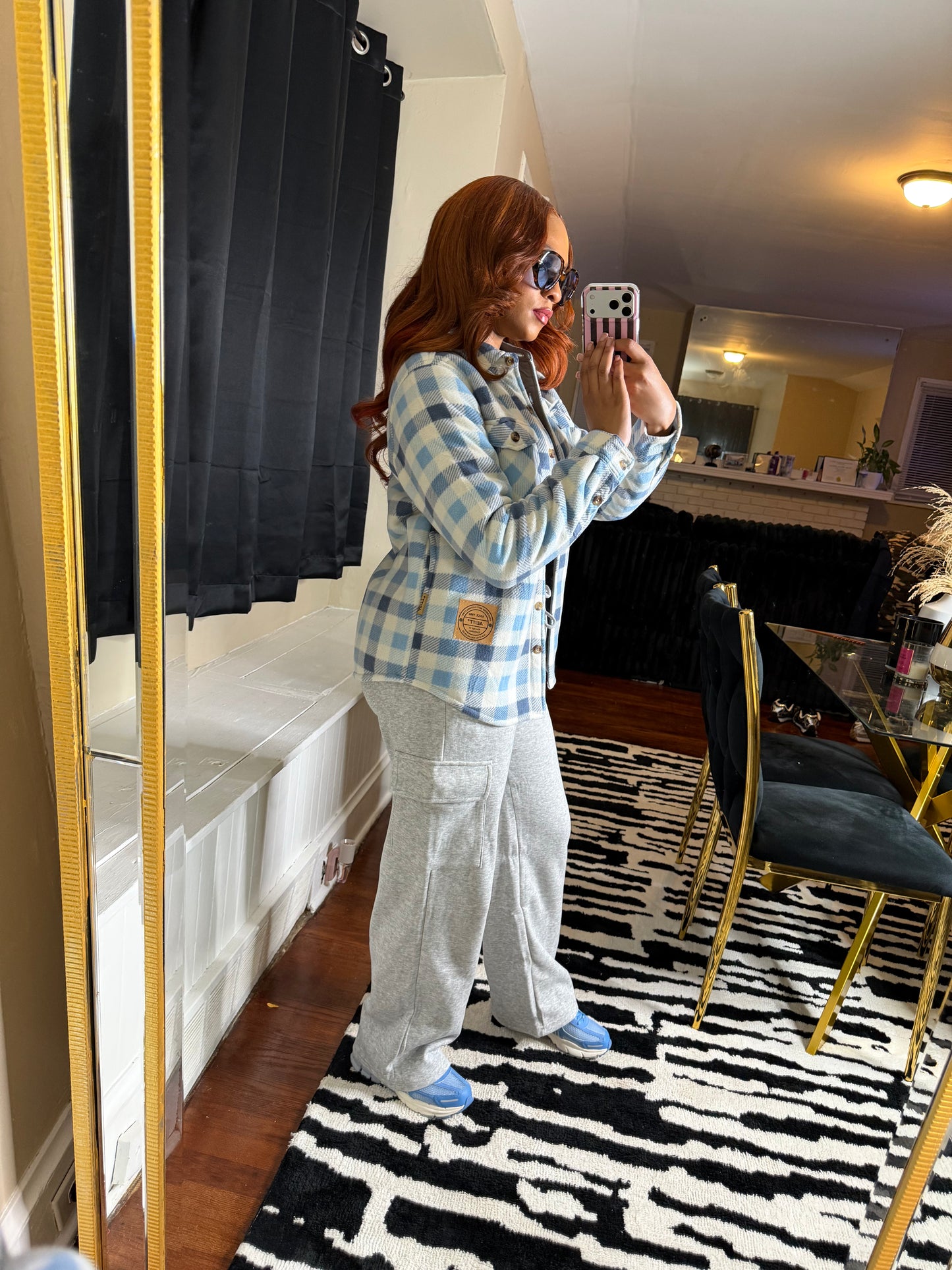 Cozy Plaid Shacket - Blue